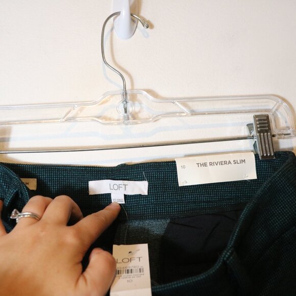 Loft Riviera Slim Trouser Pant Womens 10 Green Tween Straight Leg Work Office - Picture 5 of 6